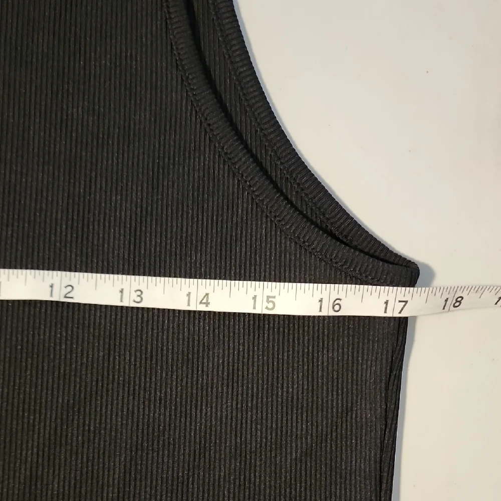 Black Tank Top with Ribbed Texture and Buckle Accents - Picture 3 of 6